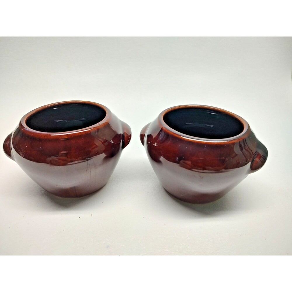 2 Vintage McCoy Pottery Heinz Bean Pot Pottery Dish USA Mid Century 2-1/2" T